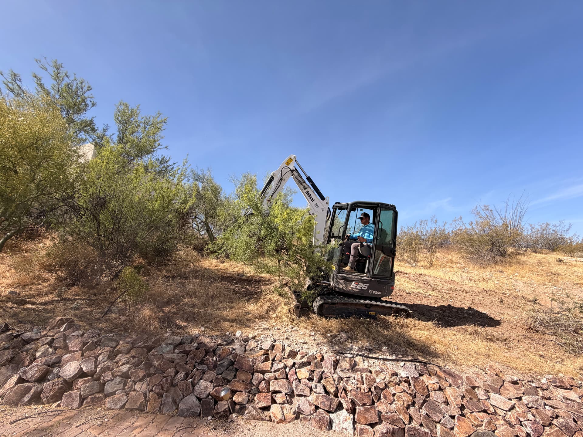 Hillside Land Clearing and Rip Rap Erosion Control in Tucson